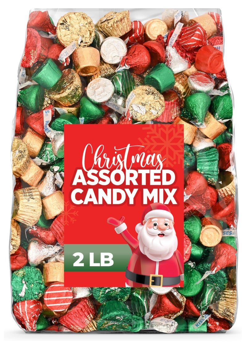 Christmas Candy Mix Bulk Bag 2LB - Assorted Individually Wrapped Holiday Chocolates - Christmas Colors Foils - Stocking Stuffer, Party Favors, Candy Bowls & Gift Bags