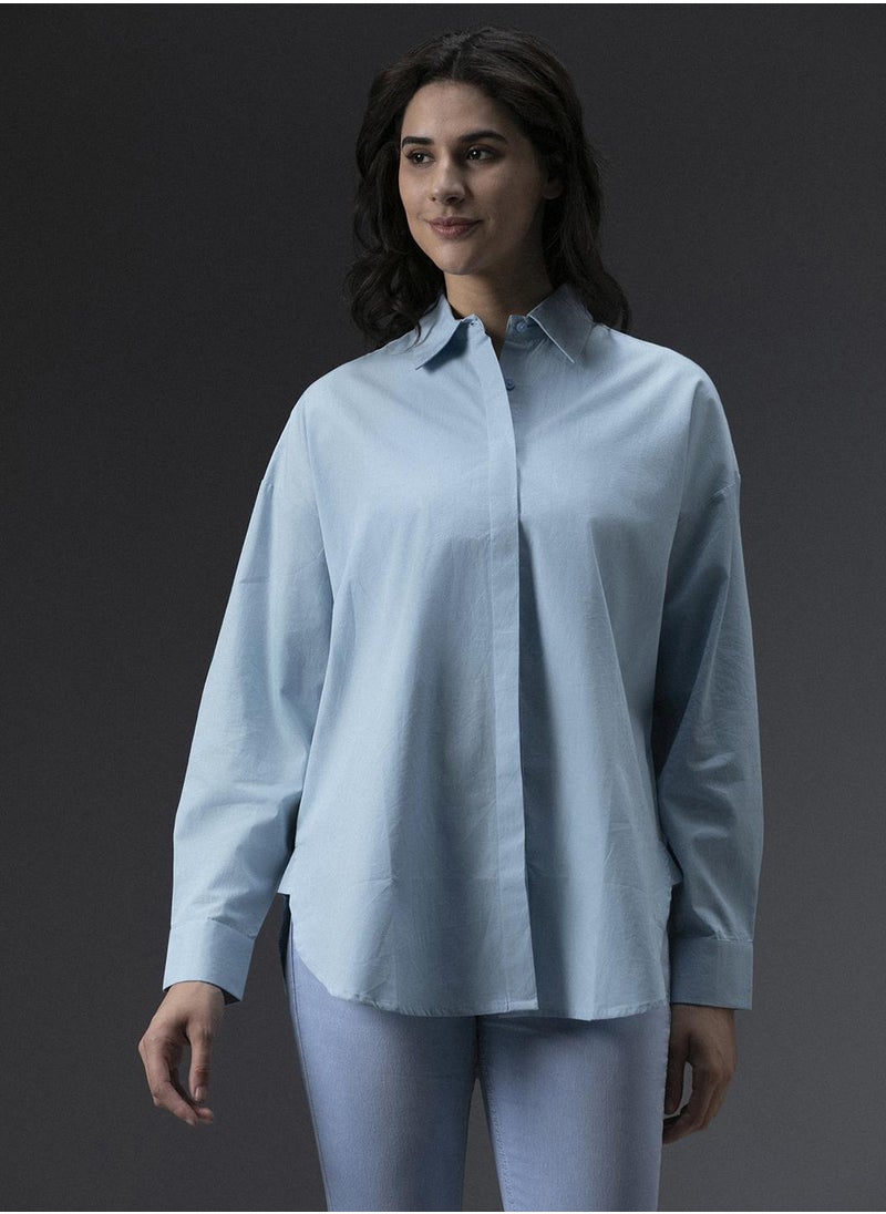 HIGH STAR - Tailored Fit Light Blue Shirt for Women, Classic and Casual - Image 1