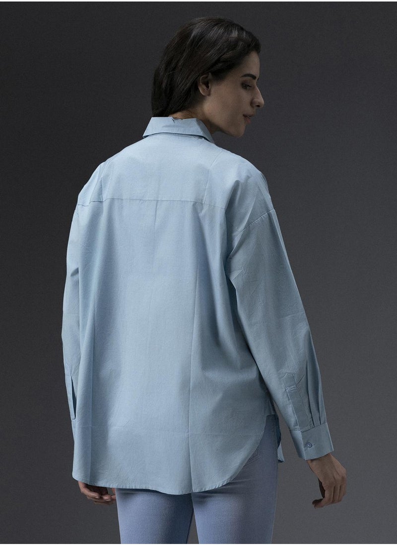 HIGH STAR - Tailored Fit Light Blue Shirt for Women, Classic and Casual - Image 1