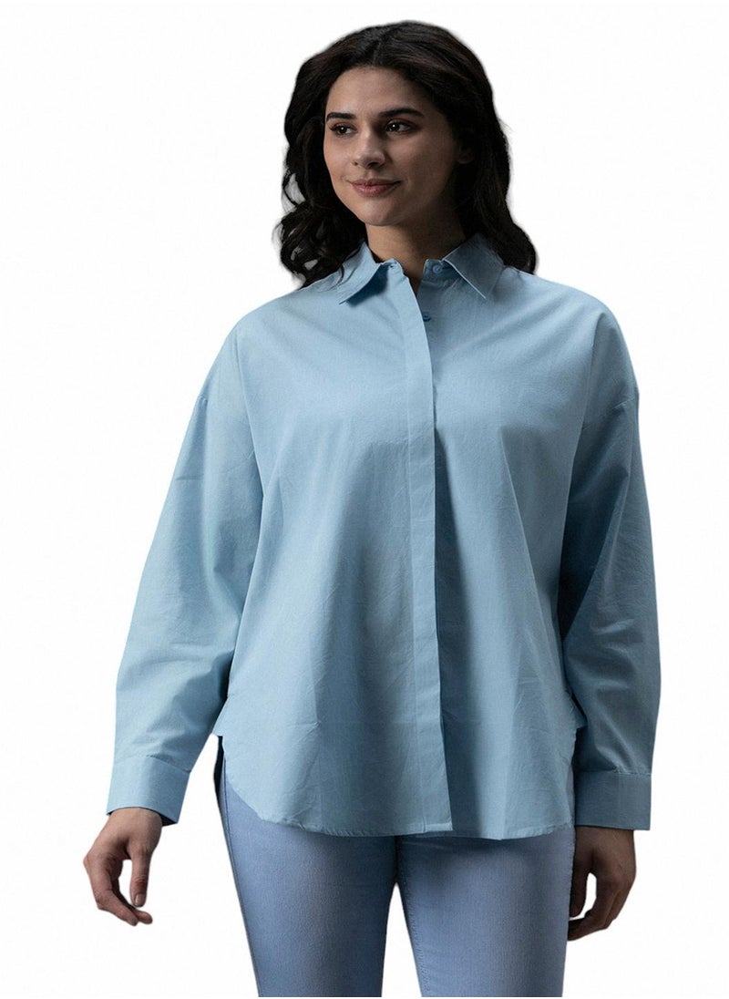 HIGH STAR - Tailored Fit Light Blue Shirt for Women, Classic and Casual - Image 1