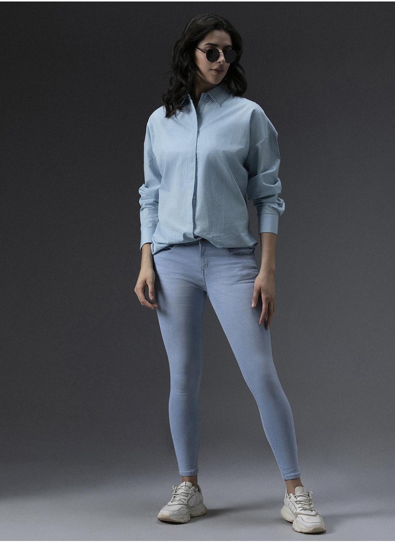HIGH STAR - Tailored Fit Light Blue Shirt for Women, Classic and Casual - Image 1