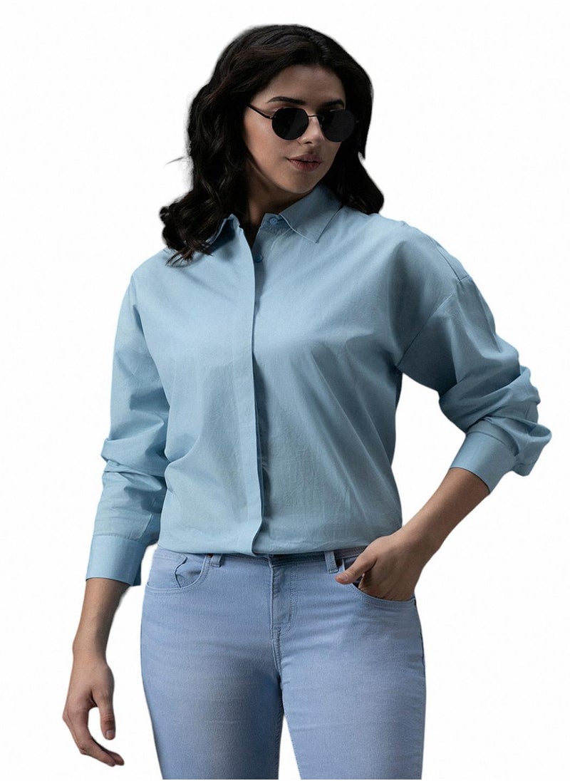 HIGH STAR - Tailored Fit Light Blue Shirt for Women, Classic and Casual - Image 1