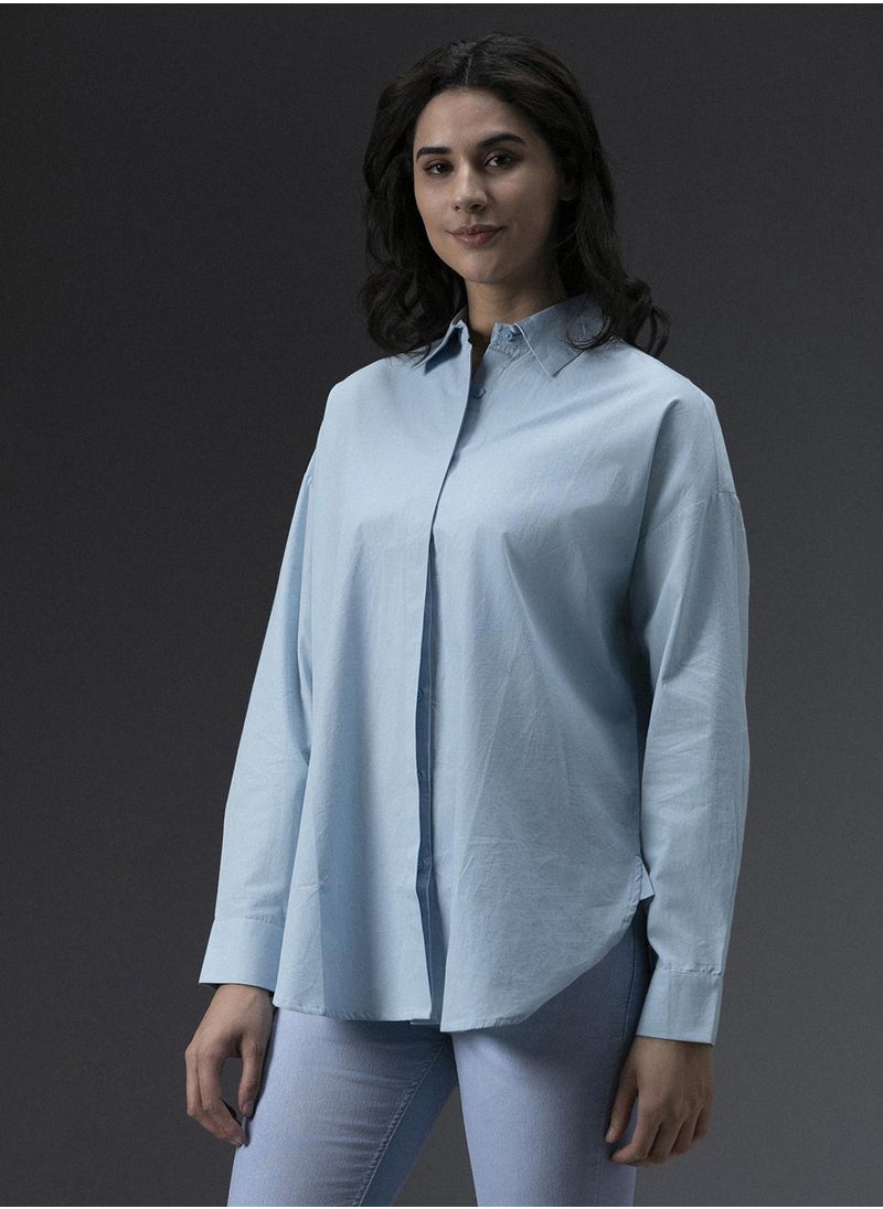 HIGH STAR - Tailored Fit Light Blue Shirt for Women, Classic and Casual - Image 1