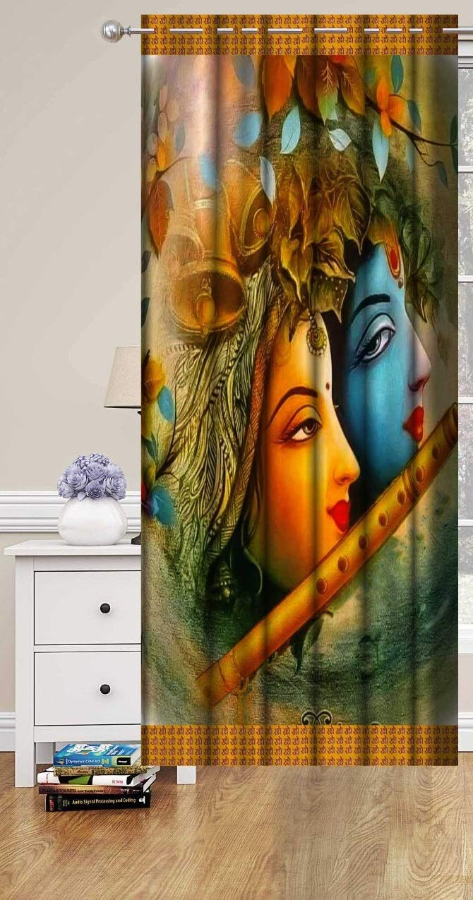 Amazin Homes Digital Printed Door Curtain for Pooja Room and Decorative Parda for Home Decoration 4x7 Feet48 X 84 Inch Pack of 1