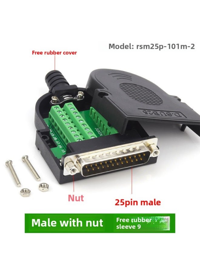 Generic Thin DB25 Solder-free Joint 25-pin Parallel Port Serial Port Connector Db25 Male Female 25PIN Interface-Color:Punching Needle Male Nut  - Image 1