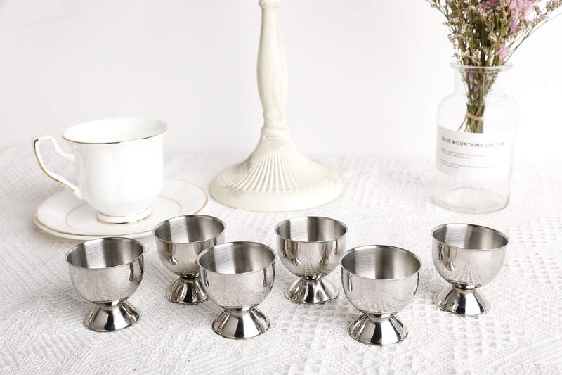 YellRin Egg Cup Holder Set for Soft Boiled Eggs Include 6 Stainless Steel Egg Tray Kitchen Tool - Image 3