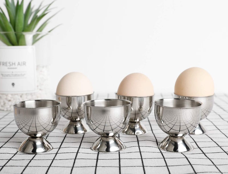 YellRin Egg Cup Holder Set for Soft Boiled Eggs Include 6 Stainless Steel Egg Tray Kitchen Tool - Image 4