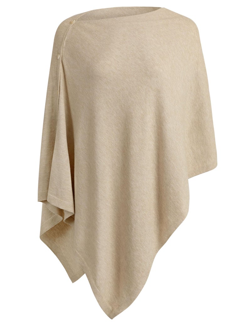 Puli بونشو نسائي خفيف الوزن محبوك مع زر صدفي، وشاح كيب متعدد الاستخدامات لفصل الربيع والصيف والخريف، لفة الشعير - Image 1