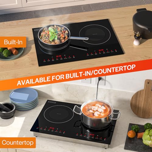 Empava Double/Dual Induction Cooktop 2 Burner, Shatter-proof Flat Glass Top, 18 Levels from 120°F to 460°F, 3 Preset Mode, Bulit-in/Countertop, 110~120 Volt Plug in Electric Stove for Kitchen, RV - Image 2