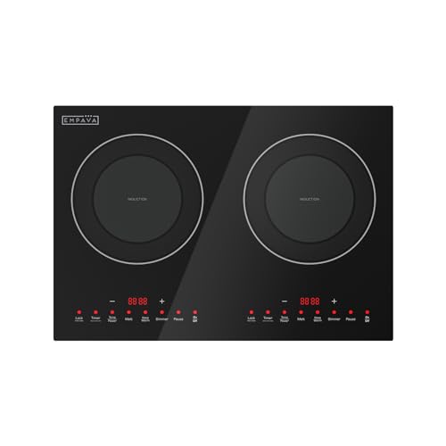 Empava Double/Dual Induction Cooktop 2 Burner, Shatter-proof Flat Glass Top, 18 Levels from 120°F to 460°F, 3 Preset Mode, Bulit-in/Countertop, 110~120 Volt Plug in Electric Stove for Kitchen, RV - Image 1