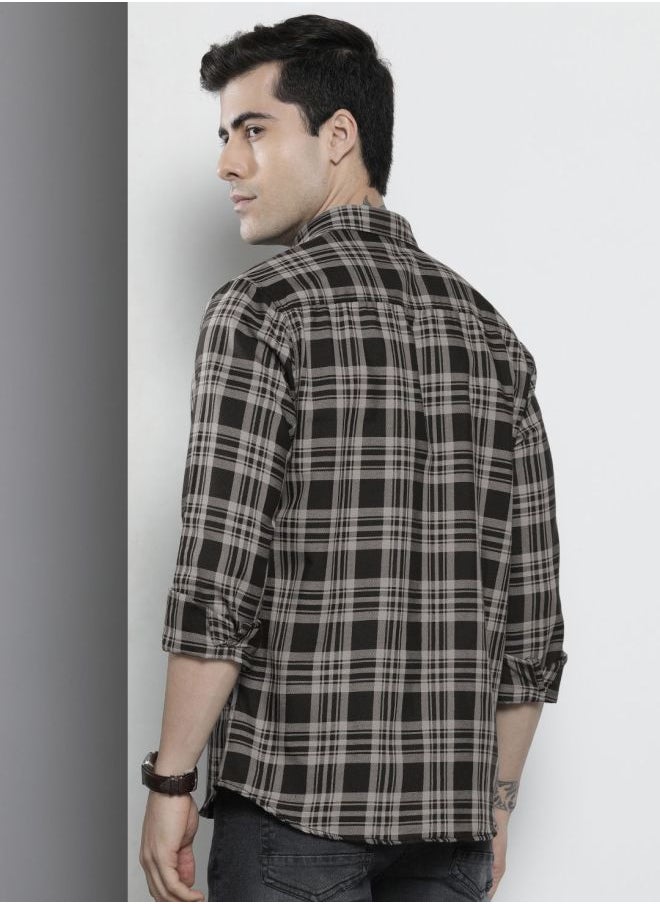 The Indian Garage Co Men Regular Fit Checkered Full Sleeves Spread Collar Casual Shirt  - Image 2