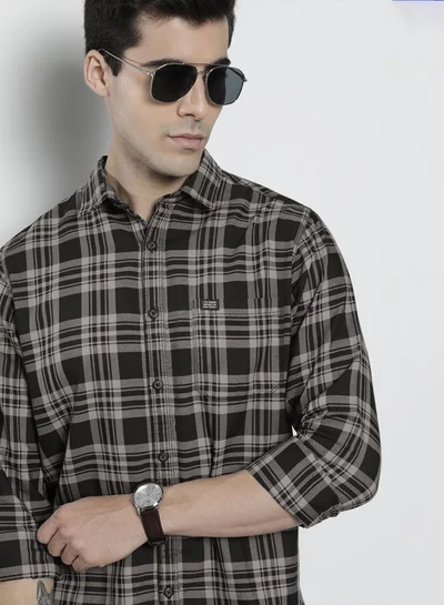 The Indian Garage Co Men Regular Fit Checkered Full Sleeves Spread Collar Casual Shirt