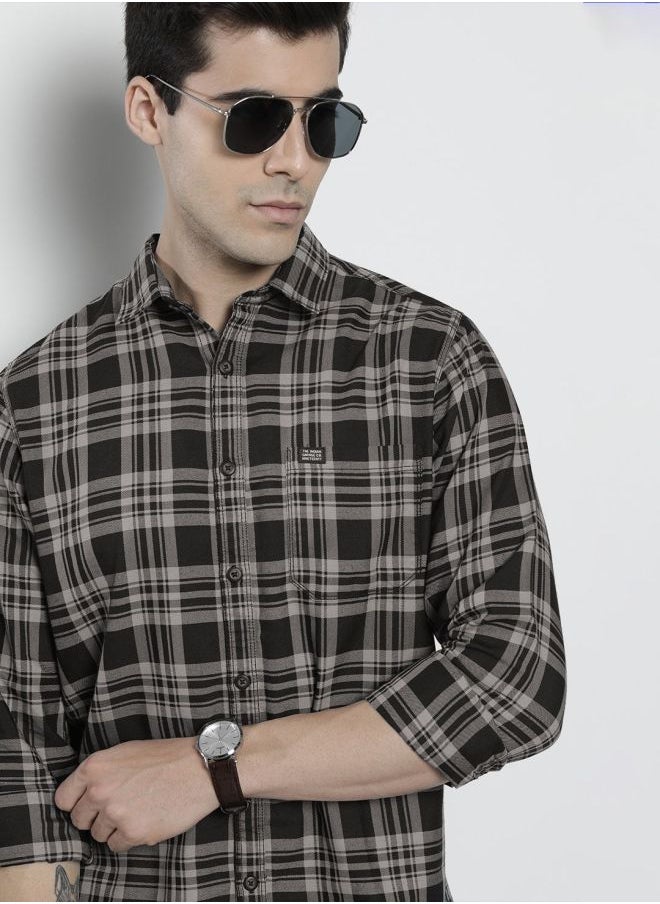 The Indian Garage Co Men Regular Fit Checkered Full Sleeves Spread Collar Casual Shirt  - Image 1