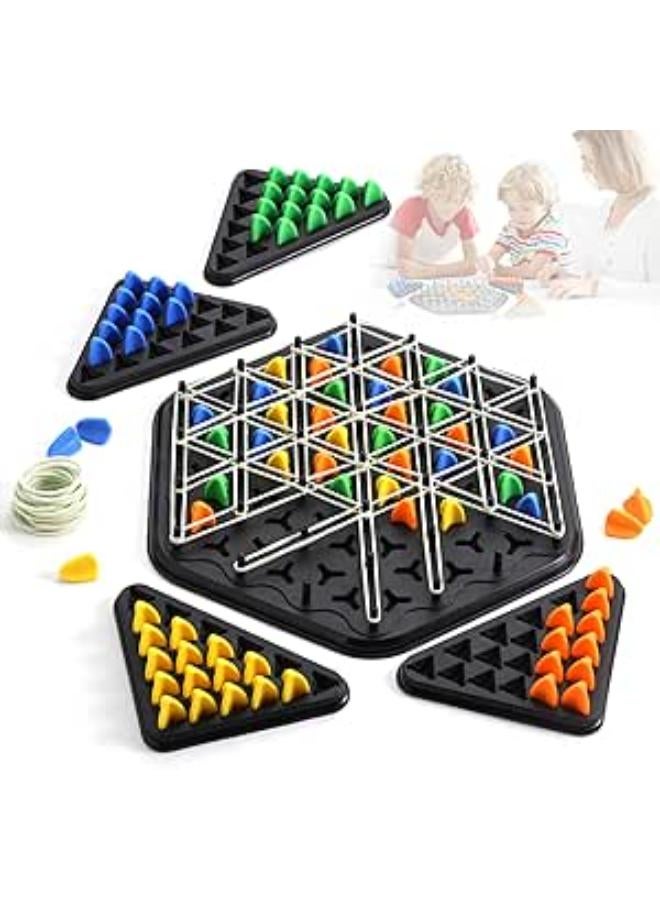 Hbaid Triggle Game with Rubber Bands, Chain Triangle Chess Game, Board Games Triangle, Chains Triangle Game, Triggle Board Game, Triangle Chess Board Game for 2-4 People
