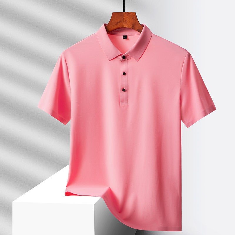 Explosions Nylon Fabric Dad Summer Middle-Aged Men'S Short-Sleeved T-Shirt Summer Ice Silk Quick-Drying Middle-Aged And Elderly Loose - Image 1