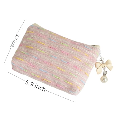 SUSOYAOCHEN Coin Purse Storage Pouch, Small Fabric Zipper Change Holder Travel Cosmetic Bag Mini Pocket Wallet for Girl Women Organize Cosmetic, Lipstick, Jewelry（Pink） - Image 2