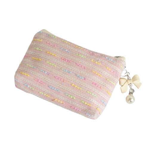 SUSOYAOCHEN Coin Purse Storage Pouch, Small Fabric Zipper Change Holder Travel Cosmetic Bag Mini Pocket Wallet for Girl Women Organize Cosmetic, Lipstick, Jewelry（Pink） - Image 1