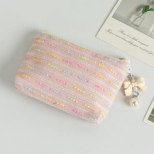 SUSOYAOCHEN Coin Purse Storage Pouch, Small Fabric Zipper Change Holder Travel Cosmetic Bag Mini Pocket Wallet for Girl Women Organize Cosmetic, Lipstick, Jewelry（Pink） - Image 3