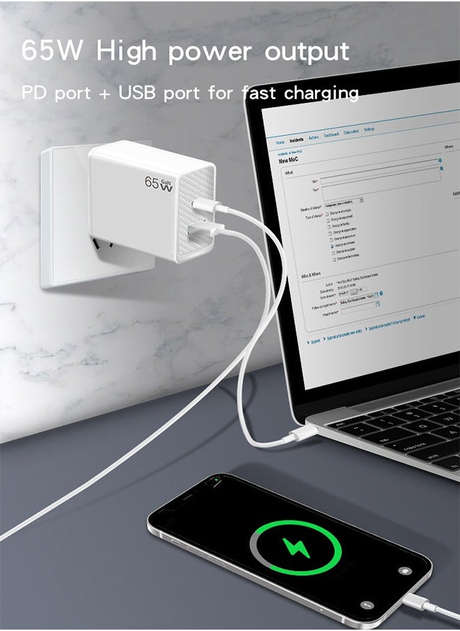 Generic - 65W gallium nitride GaN charger British standard fast charging mobile phone laptop charging head multi-port adapter - Image 1