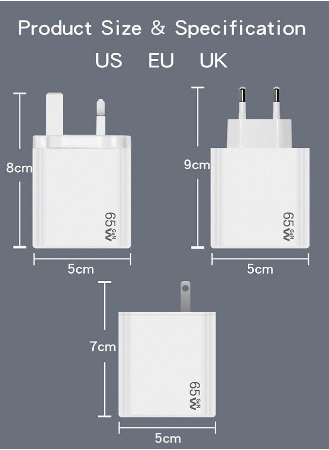 Generic - 65W gallium nitride GaN charger British standard fast charging mobile phone laptop charging head multi-port adapter - Image 1
