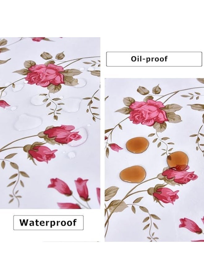 Round Tablecloth with Flannel Backing Waterproof Table Cloth Cover PVC Wipeable Spill Proof Peva Waterproof Oilcloth Lace Floral Tablecloths 180cm - Image 3