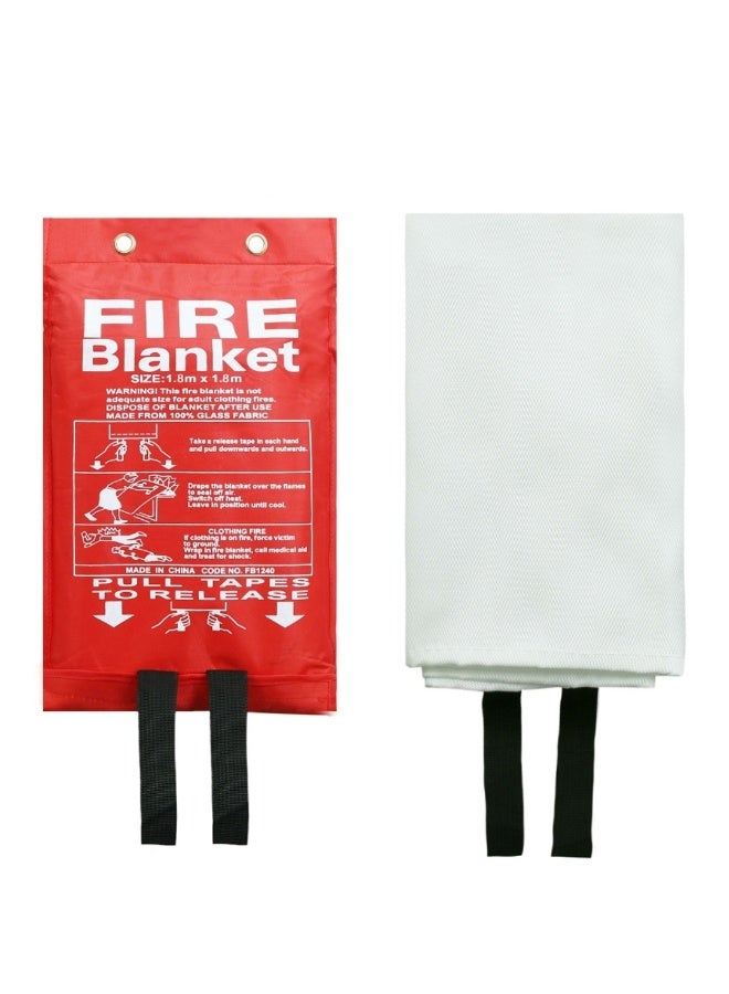 Emergency Fire Blanket, 1.8m x 1.8m, Fiberglass, Wall Mount Quick Release for Home Kitchen Office Garage