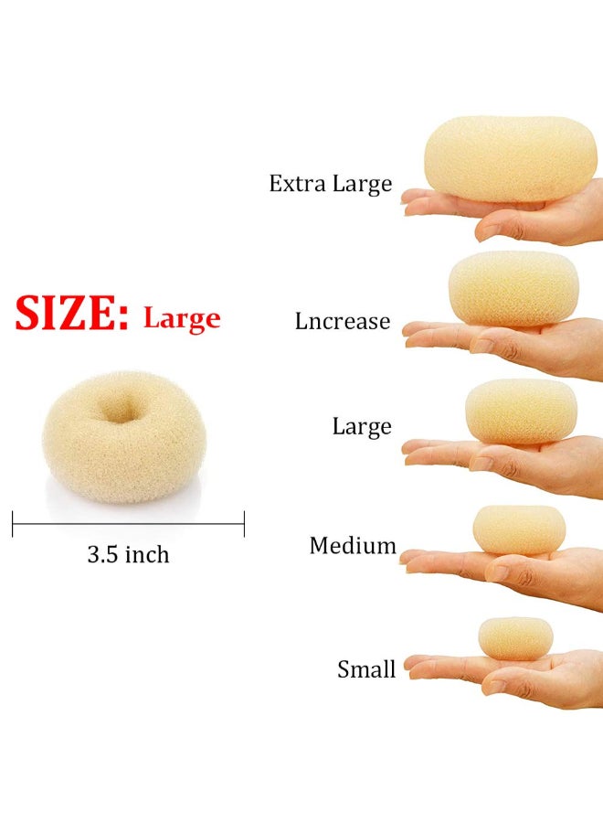 NICEMOVIC Hair Donut Bun Maker Large 2PCS Chignon Hair Large Doughnut Shaper for Thick and Long Hair Beige 35 Inch - Image 4