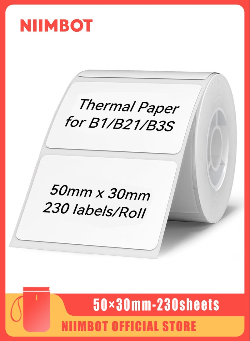NIIMBOT Thermal Paper for B1/B21/B3S Label Maker, 50mm x 30mm, 230 Labels/Roll - Image 1