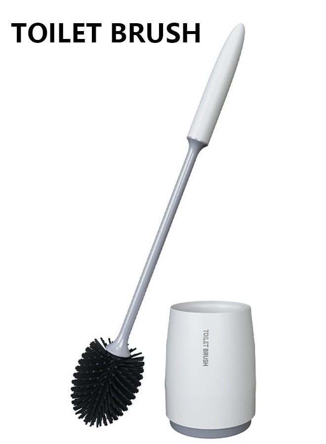 Toilet Bowl Brush and Holder, Premium Quality, with Solid Handle and Durable Bristles for Bathroom Cleaning, White, 1 Pack - Image 1