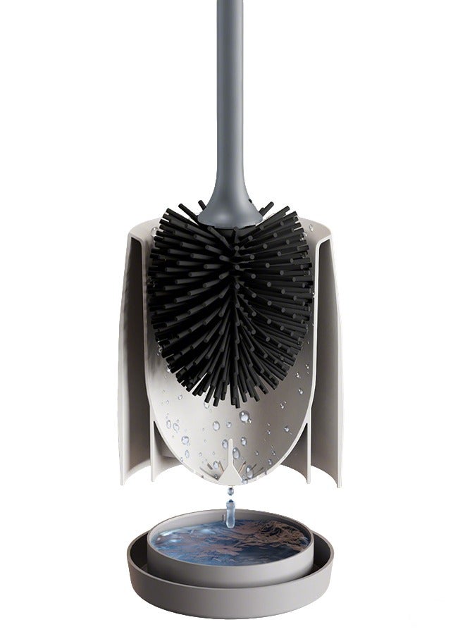 Toilet Bowl Brush and Holder, Premium Quality, with Solid Handle and Durable Bristles for Bathroom Cleaning, White, 1 Pack - Image 2