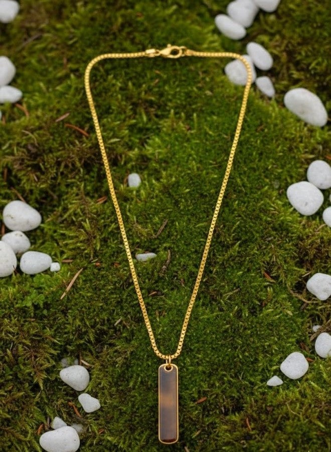 ringzinnie Golden Leo Zodiac Necklace for Men & Women – Stylish Rectangular Pendant with Premium Chain | Leo Sign Jewelry Gift for Birthday, Astrology Lovers & Daily Use - Image 2
