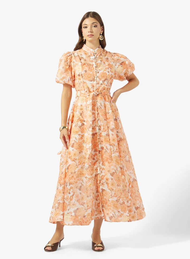 ELLA Puff Sleeve Printed Dress