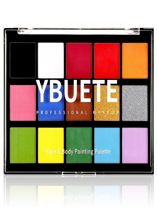 لوحة ألوان الوجه YBUETE بـ 15 لونًا، طلاء للجسم ذو أساس مائي، غير سام، سهل الاستخدام والإزالة، أصباغ نابضة بالحياة، لوحة مكياج احترافية لحفلات التنكر، والهالوين، والمهرجانات، ومكياج المسرح الفني - Image 1