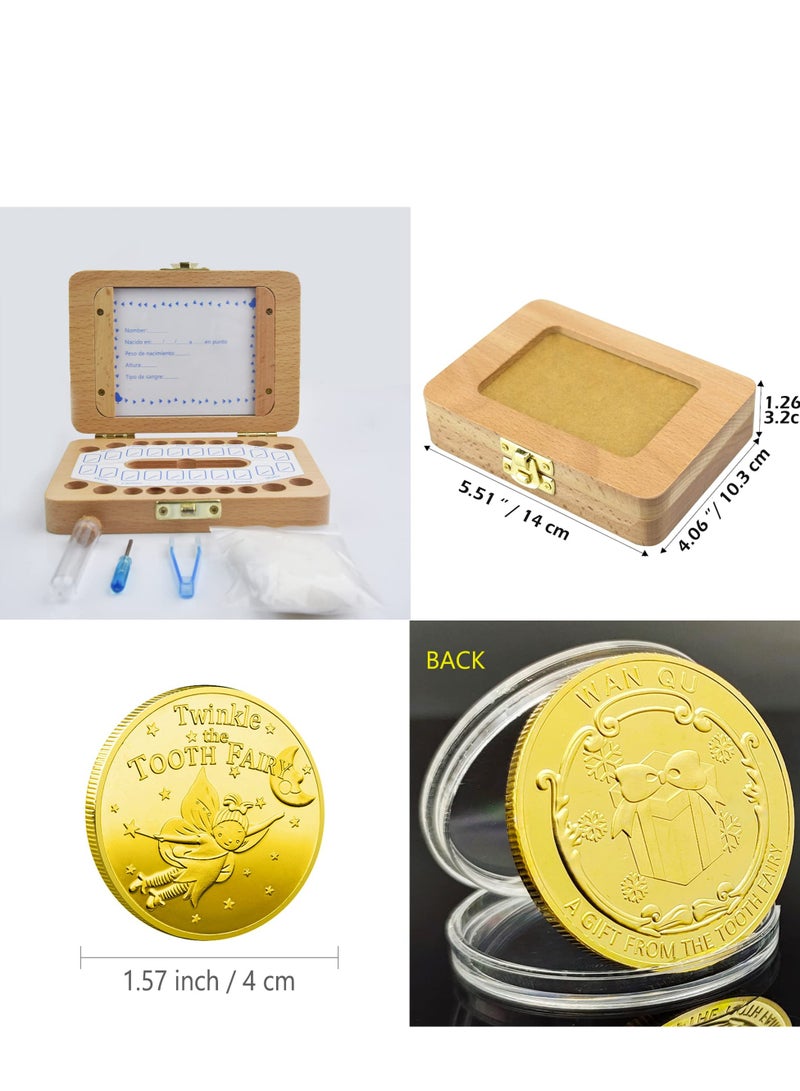 SOLARAE Baby Tooth Keepsake Box, Baby Tooth Fairy Keepsake Box, Baby Keepsake Wooden Storage Box, Children Memory Boxes to Save First Teeth & Hair, Newborn Baby Birthday and Shower Gift - Image 2