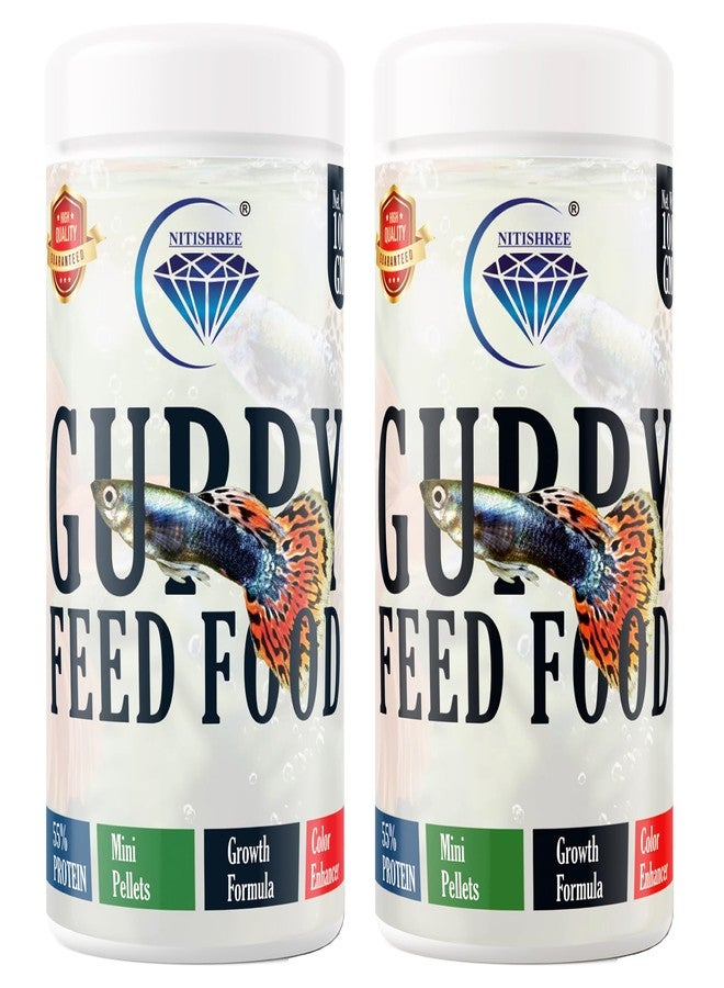 Nitishree •Fish Food for Tetra, Guppy, Barb, Bettas, Color Widow and Small Fish Groups, Effective for Color and Growth - 100 Gm Each Pack of Two - Image 1