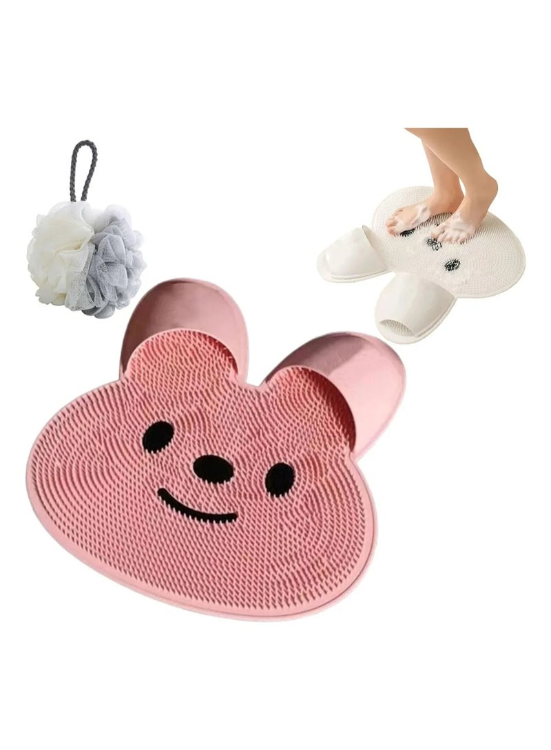 PROMASS Bear-Shaped Silicone Bathroom Anti-Slip Foot Massage Brush and Scrubber Mat