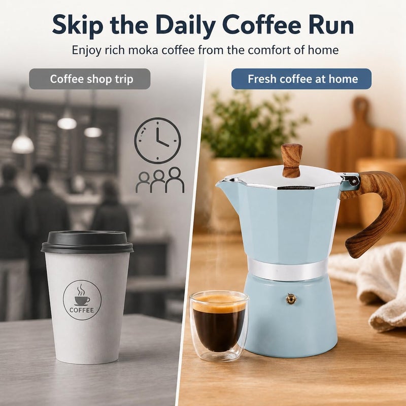 Single valve Mocha pot Italian style small coffee pot hand drawn household 12369 cup Mocha pot coffee brewing utensil set - Image 3