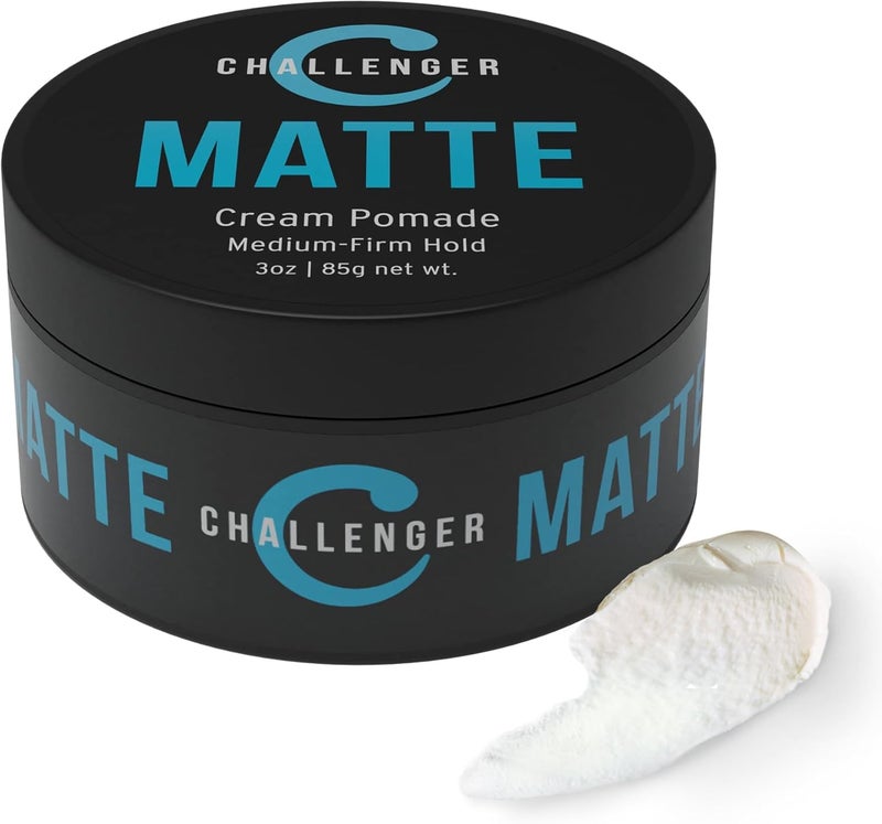 Challenger Men’s Matte Cream Pomade | Natural Shine Free Finish Product | Clean & Subtle Scent | Medium Firm Hold & Travel Friendly | 3oz - Image 1