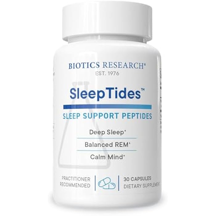 Biotics Research بيوتكس ريسيرش سليب تايدز - دعم النوم ببتيد نباتي للنوم العميق ونوم الريم، ببتيدات بروتين الأرز النشطة حيوياً، يدعم مستويات الكورتيزول الصحية، غير مسبب للإدمان، خالٍ من الجلوتين ومنتجات الألبان والكائنات المعدلة وراثياً، 30 كبسولة - Image 1