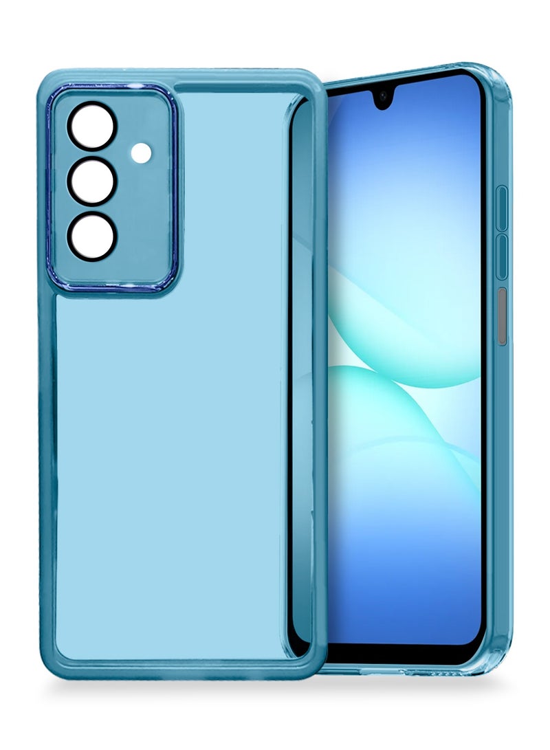 دبليو تيك حماية عدسة الكاميرا من السيليكون الشفاف الناعم TPU لهاتف سامسونج جالكسي A17 5G 2025 - غلاف خلفي أنيق بحدود كاميرا مطلية بالكهرباء - أزرق - Image 1