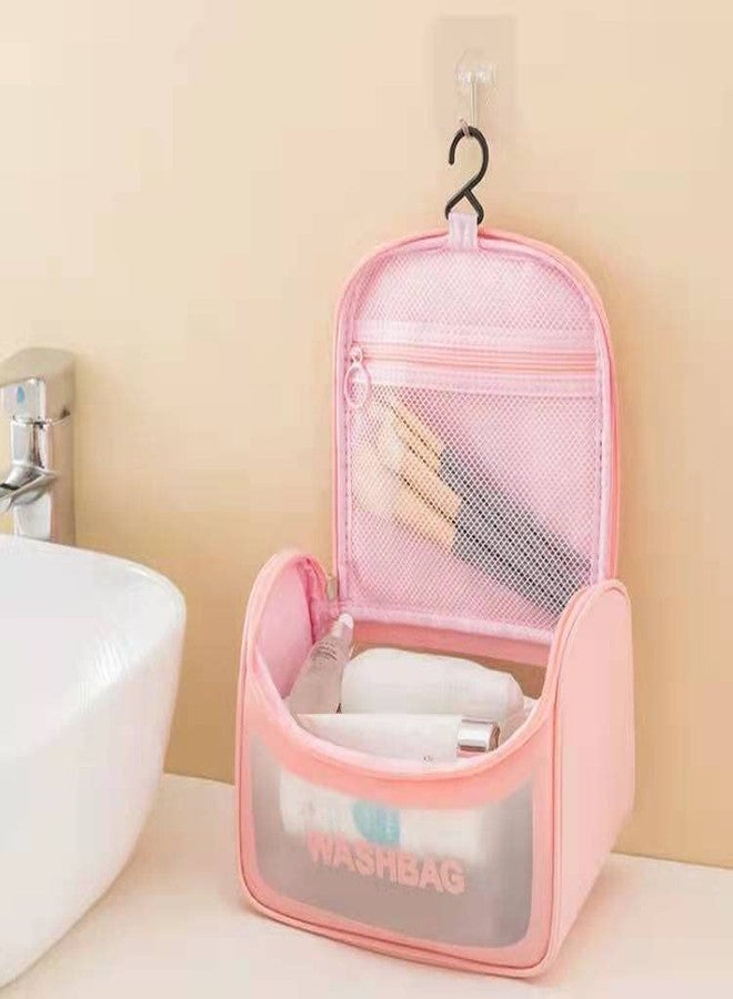 Bluwings Multi Functional Large Cosmetic Bag with Hook for Travel Makeup Organizer Cosmetic Pouch Household Grooming Kit Makeup Wash Bag for Women (Pink) - Image 5