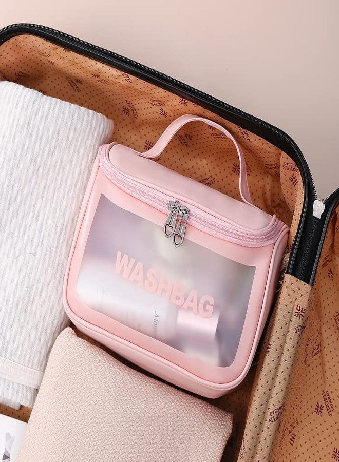 Bluwings Multi Functional Large Cosmetic Bag with Hook for Travel Makeup Organizer Cosmetic Pouch Household Grooming Kit Makeup Wash Bag for Women (Pink) - Image 4