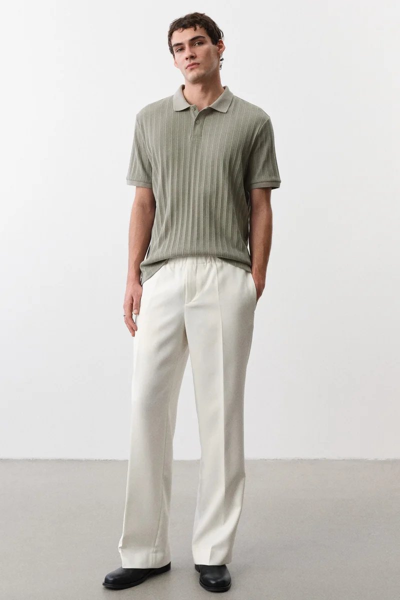 H&M Slim Fit Textured jersey polo shirt