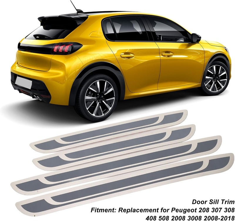 Door Sill Cover Guard, Stainless Steel Trim, 4Pcs for 208 307 308 408 508 2008 3008 - Wear, Easy to Install, Protects and Enhances Vehicle Appearance - Image 4