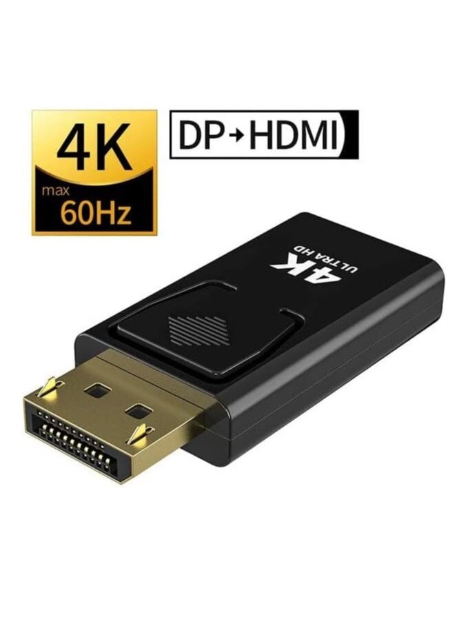 ماركة غير محددة محول DisplayPort (DP) ذكر إلى HDMI أنثى بدقة 4K | أسود  - Image 1