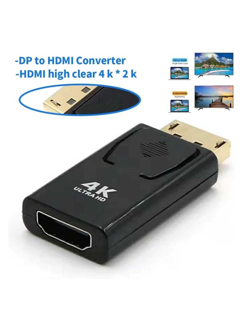 ماركة غير محددة محول DisplayPort (DP) ذكر إلى HDMI أنثى بدقة 4K | أسود  - Image 2
