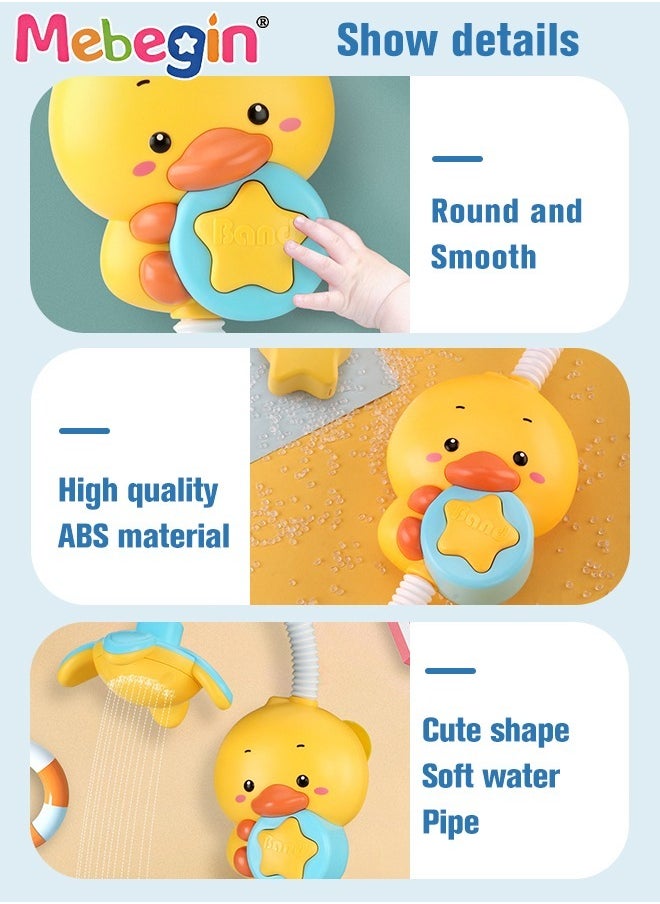 MEBEGIN - Adorable Duck-shaped Electric Shower Head with 2 Modes, Baby Bath Toy with 360° Angle Adjustment Sprinkler and Suction Cups, Chargeable Water Toys for Kids Aged 18 Months＋, BPA-free, No burrs, No Edges and Corners - Image 1