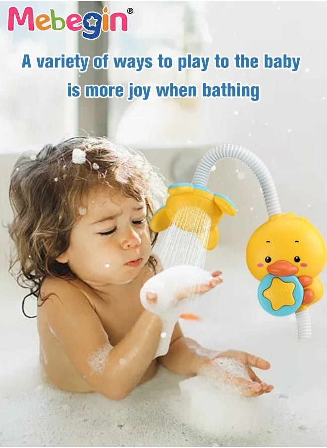MEBEGIN - Adorable Duck-shaped Electric Shower Head with 2 Modes, Baby Bath Toy with 360° Angle Adjustment Sprinkler and Suction Cups, Chargeable Water Toys for Kids Aged 18 Months＋, BPA-free, No burrs, No Edges and Corners - Image 1