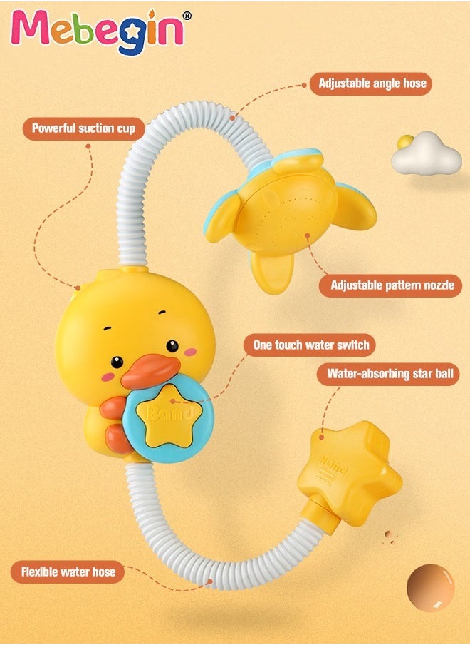 MEBEGIN - Adorable Duck-shaped Electric Shower Head with 2 Modes, Baby Bath Toy with 360° Angle Adjustment Sprinkler and Suction Cups, Chargeable Water Toys for Kids Aged 18 Months＋, BPA-free, No burrs, No Edges and Corners - Image 1