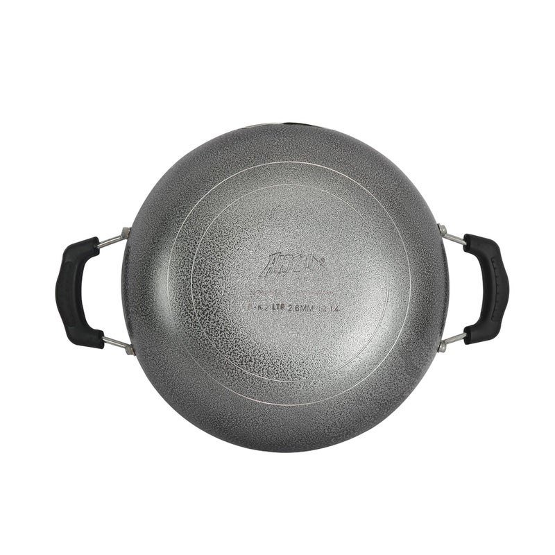 Anjali Diamond Dura Non-Stick Kadai with Stainless Steel Lid, 3.25 litres, Black - Image 5